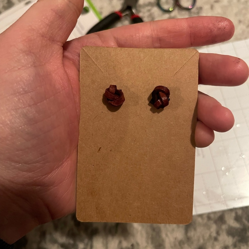 Handmade leather stud earrings